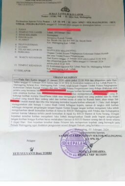 Pelapor Dugaan Kasus KDRT, Tuding Polsek Malingping Polres Lebak, Dinilai Lambat Dalam Menangani Laporan Masyarakat 