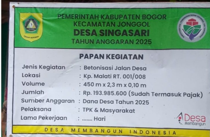 Papan Informasi Pembangunan ( FOTO : ISTIMEWA )