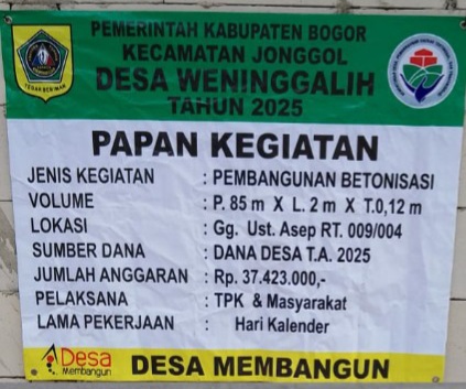 Papan informasi Kegiatan pembangunan